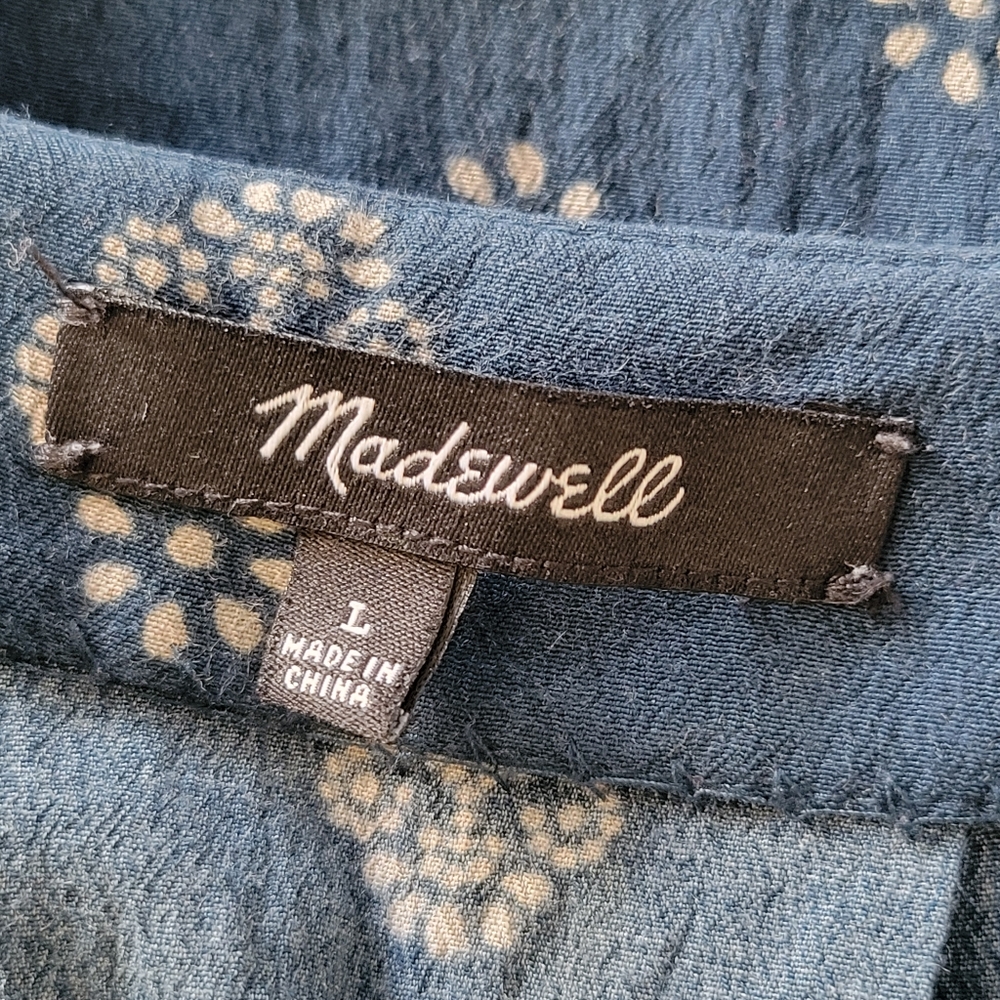 Madewell Skylight Side-Tie Top In Floral Retro Navy Pattern - Picture 9 of 11